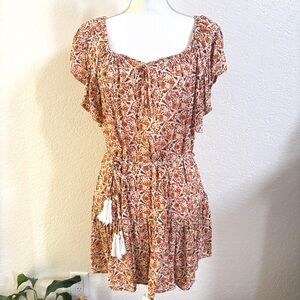 Rachel Zoe Orange Multicolor floral
Print short sleeve mini dress S